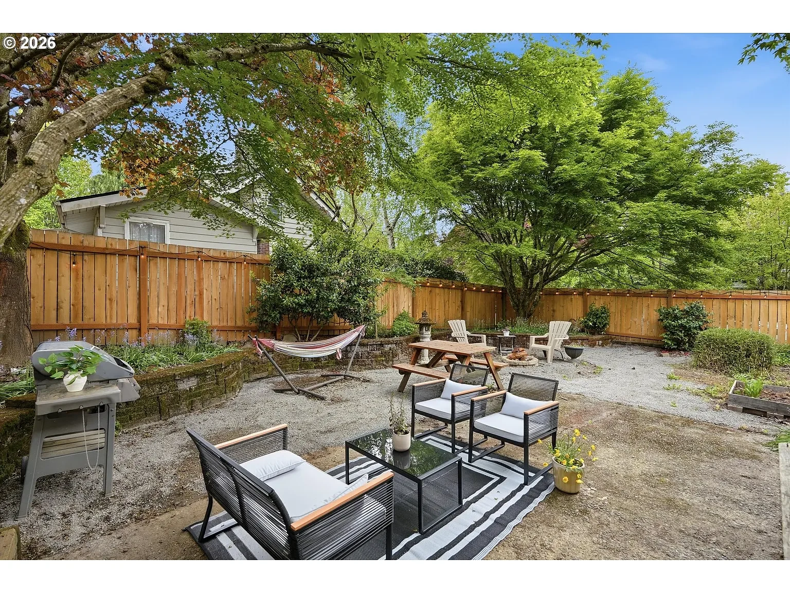 Garden patio with outdoor seating