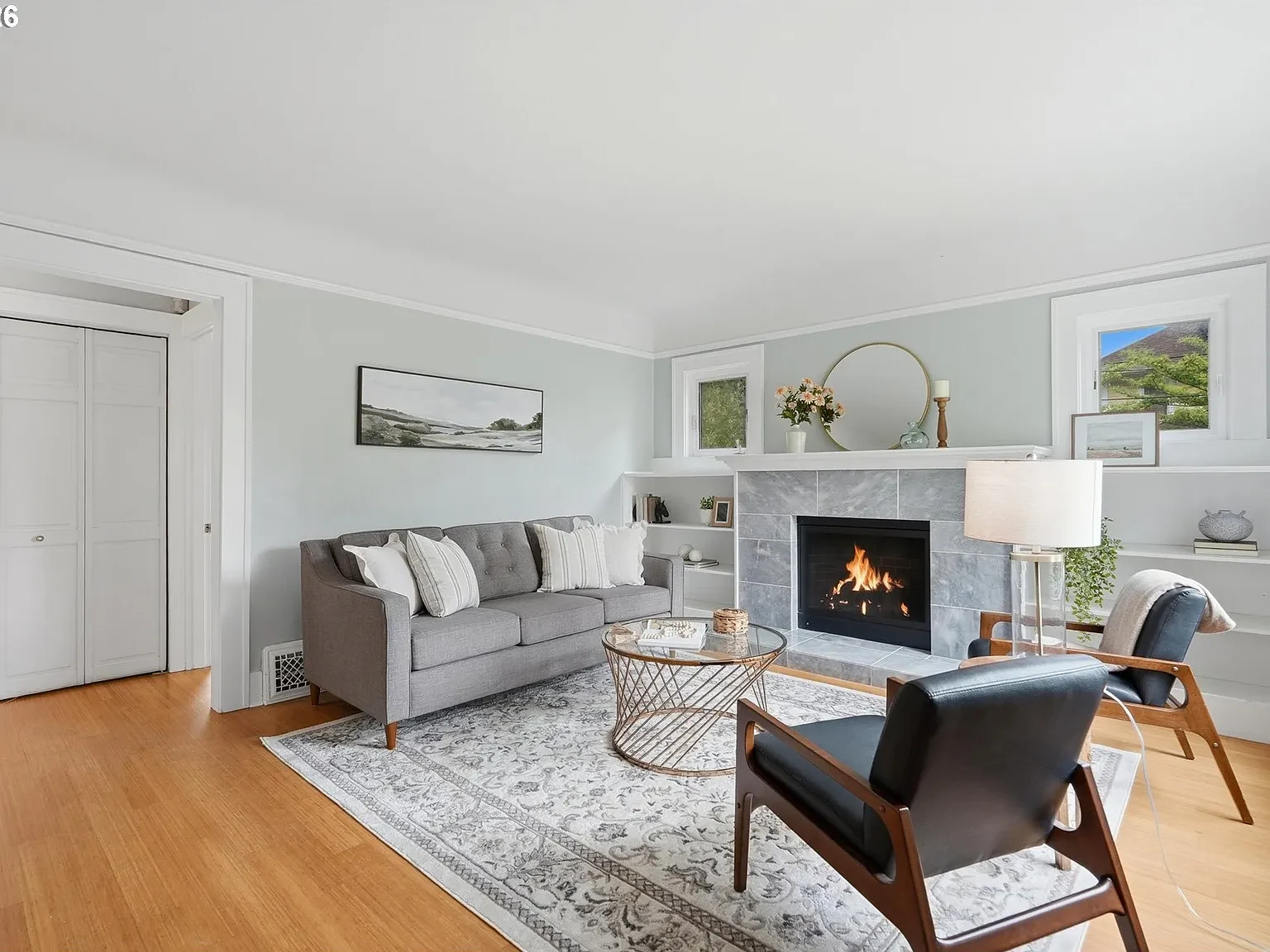 Westmoreland living room with fireplace